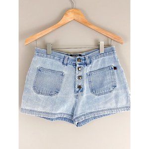 Vintage Denim High Rise High Waisted Mom Shorts 90's Light Blue Wash SPEED 11/12